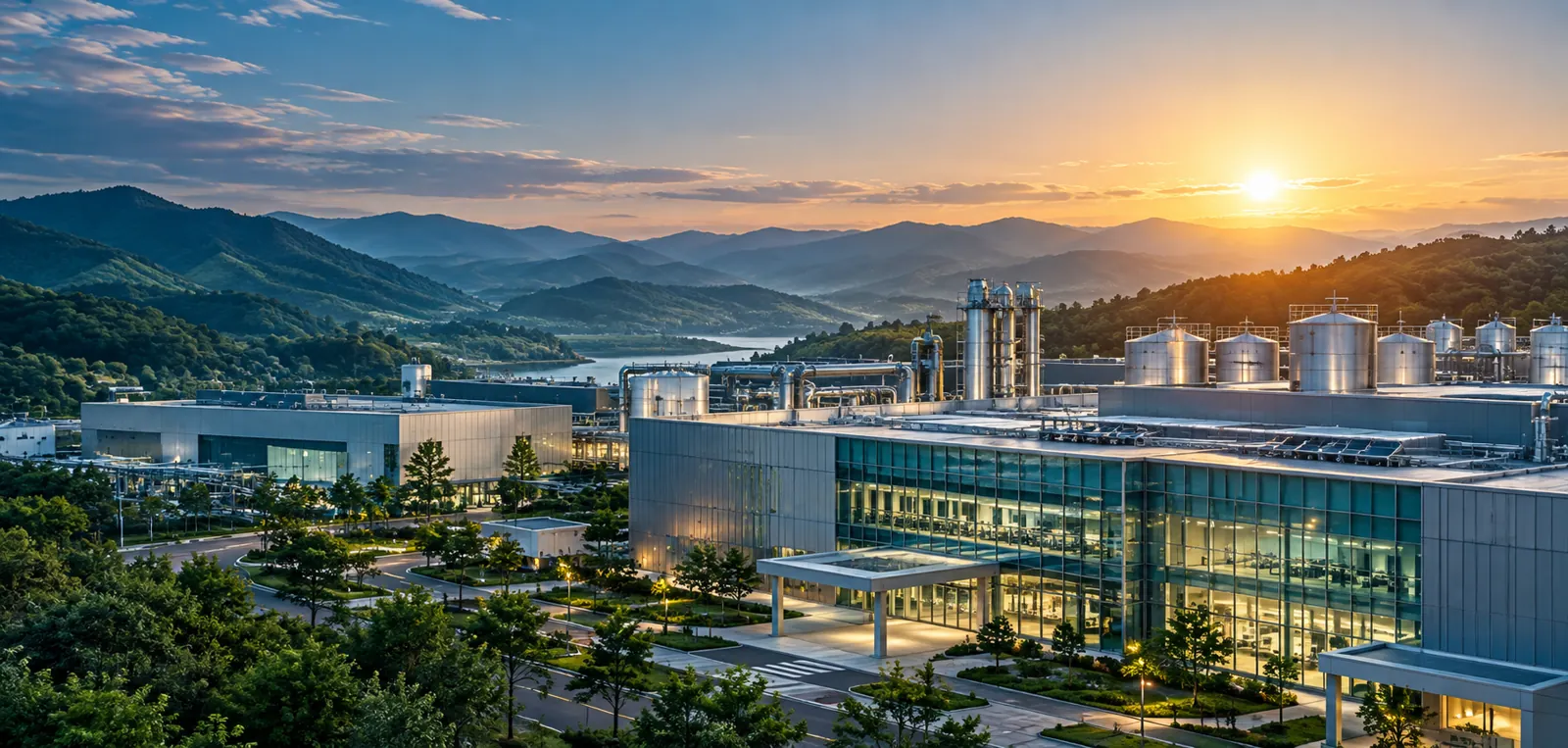 첨단 산업시설과 녹지가 어우러진 콘셉트 이미지